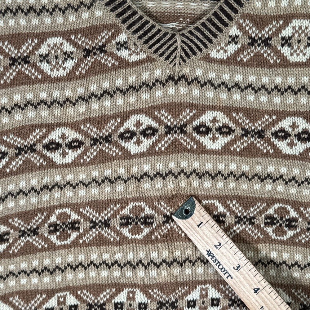 Polo Ralph Lauren Sweater Vest Mens 2XL Brown Cashmere Fair Isle Knit Vintage - Picture 4 of 8
